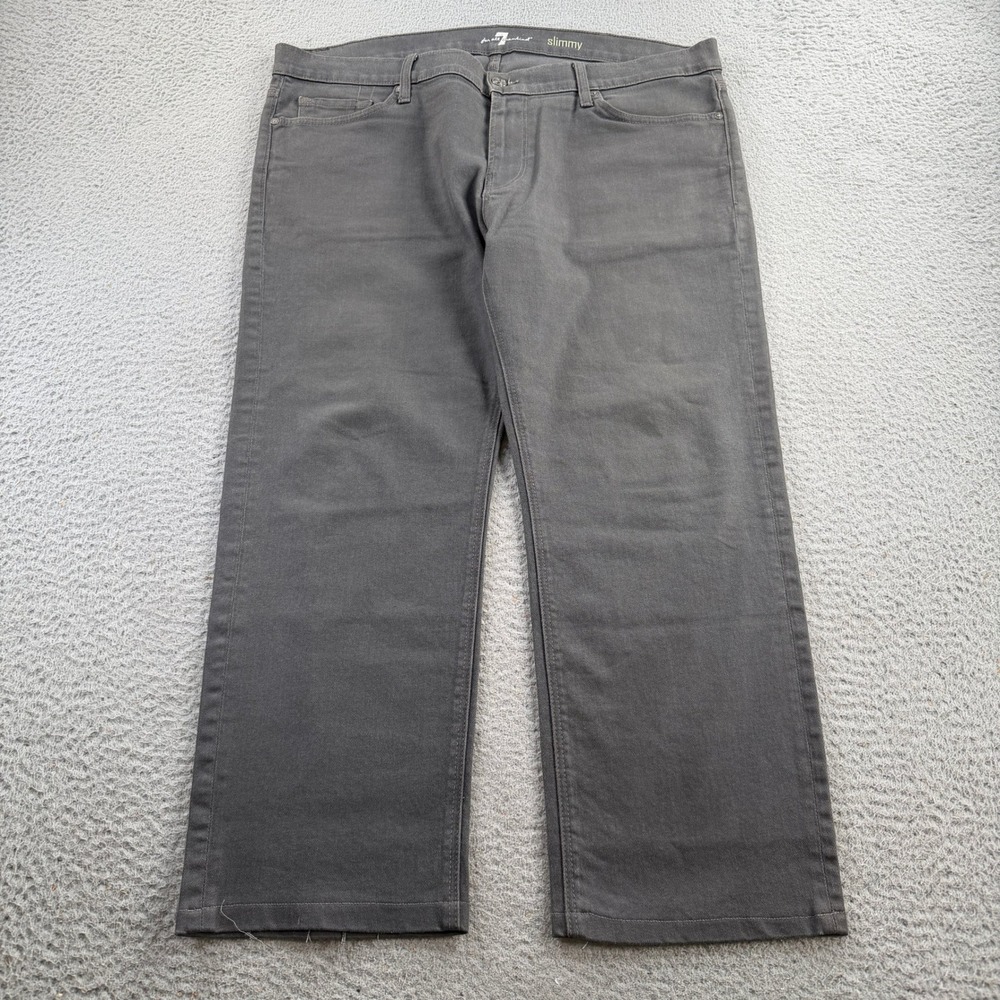 7 For All Mankind Slimmy Jeans Mens 38x26 Gray Slim Fit Stretch Designer